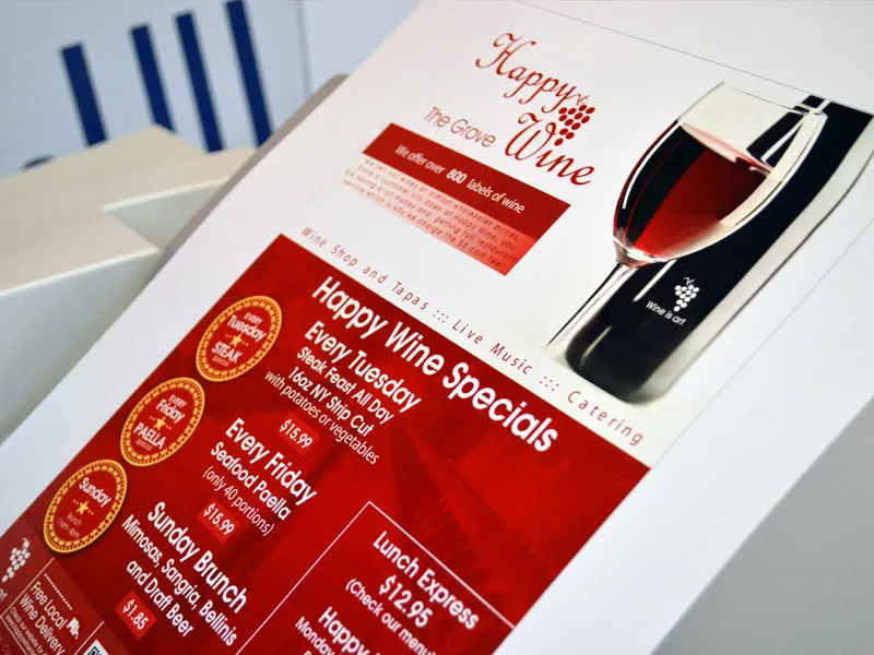 Printed wine specials flyer