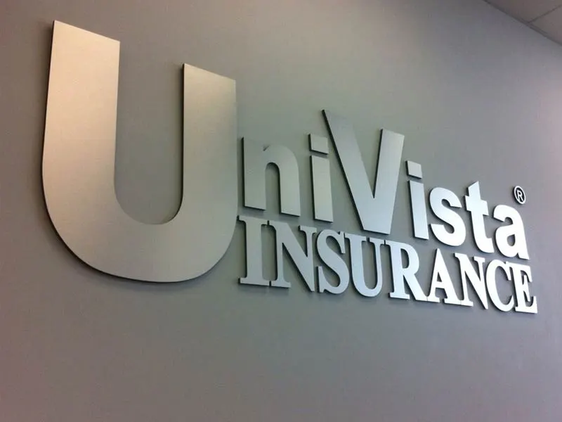 Univista Insurance brushed-metal 3D sign