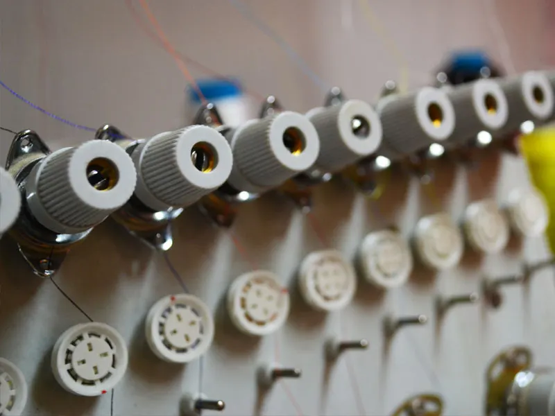 Thread spools on an embroidery machine