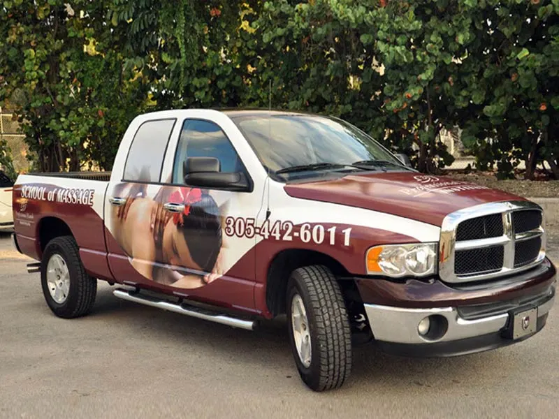 School of Massage pickup truck wrap