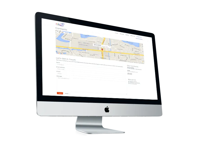 Website contact page with a map