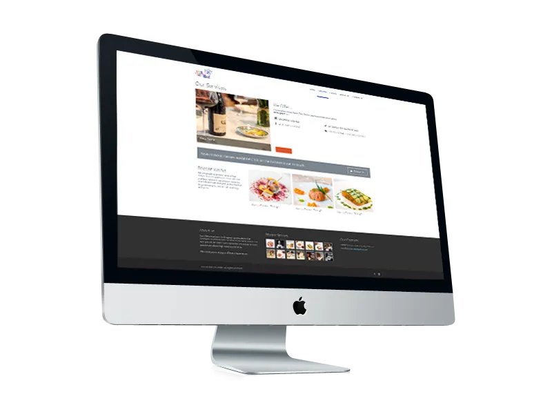 Restaurant website on a desktop screen