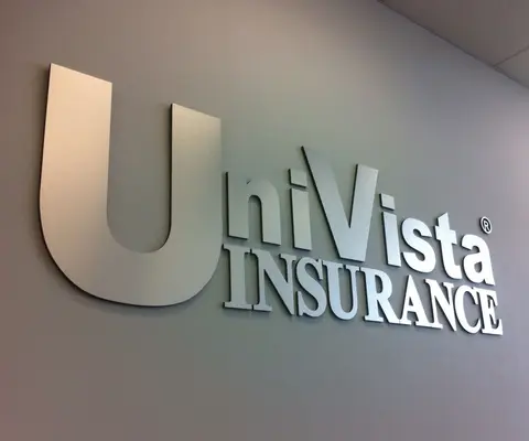 Univista Insurance brushed-metal 3D sign