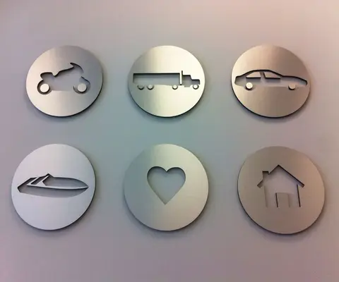 Brushed-metal service icons for Univista Insurance