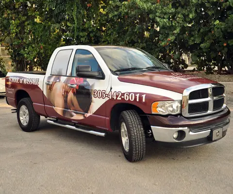 School of Massage pickup truck wrap