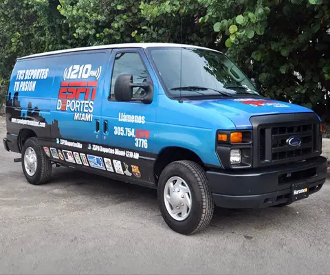 ESPN Deportes van wrap, side view