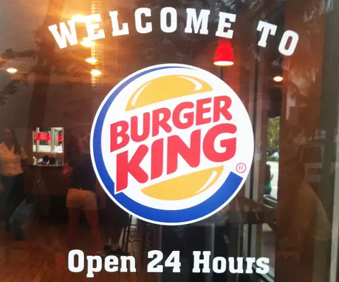 Burger King “Open 24 Hours” window graphics