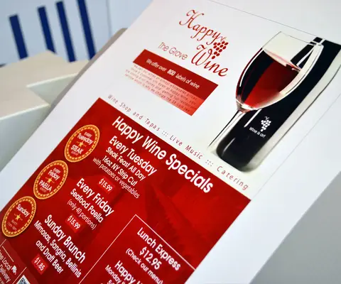 Printed wine specials flyer