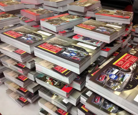 Stacks of printed booklets
