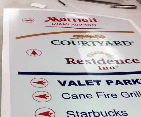 Printed Marriott Courtyard directional sign