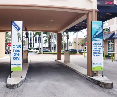 City National Bank drive-through totem banners