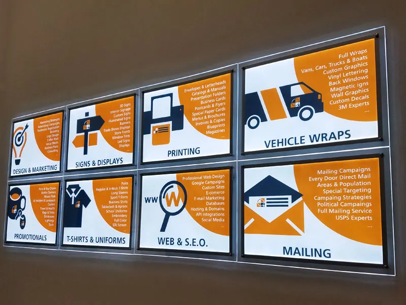 Illuminated wall panels listing Smart Graphic services